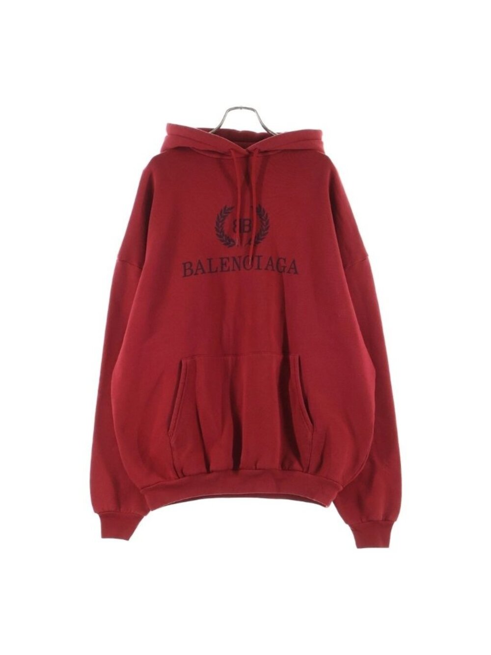 Balenciaga BB Logo Print Oversize Sweatshirt Pullover Hoodie Wine Red